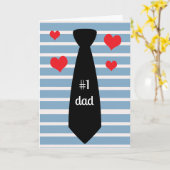 Gepersonaliseerd Blauw Zwart Stropdas #1 Papa Vade Kaart (Gele Bloem)