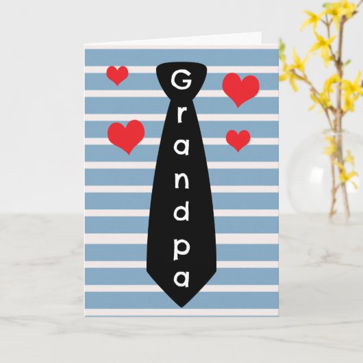 Gepersonaliseerd Blauw Zwart Stropdas Opa Vaderdag Kaart (Gele Bloem)