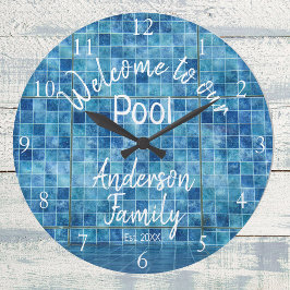 Gepersonaliseerd blauw zwembad Water Welkom bij on Grote Klok
