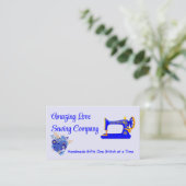 Gepersonaliseerd Blauwe en Gouden Naaimachine 3 Visitekaartje (Staand voorkant)