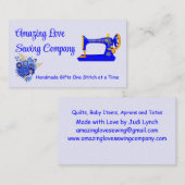 Gepersonaliseerd Blauwe en Gouden Naaimachine 3 Visitekaartje (Voorkant / Achterkant)