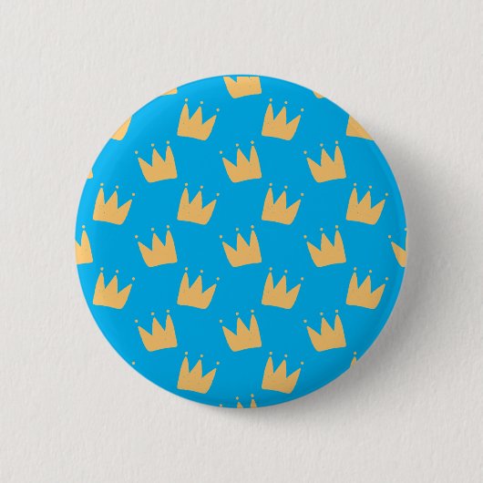 Gepersonaliseerd blauwe gele kroon kinder ronde button 5,7 cm (Voorkant)