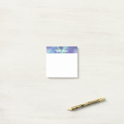 Gepersonaliseerd Blauwe groene waterverf Post-it® Notes (Op bureau)