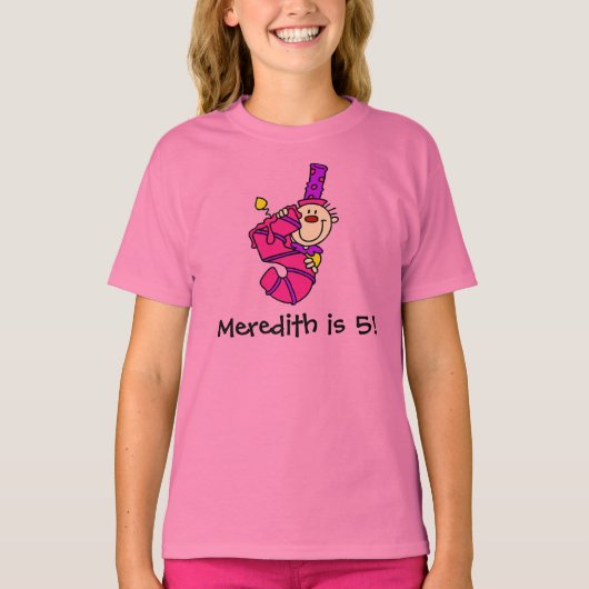 Gepersonaliseerd blauwe kaars 5-jarig T-shirt (Voorkant)