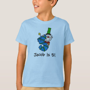 Gepersonaliseerd blauwe kaars 5-jarig T-shirt