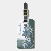 Gepersonaliseerd Blauwe Label van de Bloem met Na Bagagelabel (Voorkant verticaal)