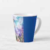 Gepersonaliseerd blauwe latte Mok met White Daisy  (Rechterhoek)