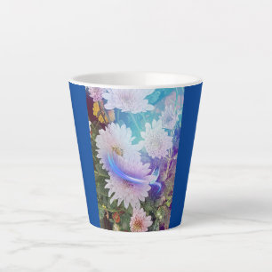 Gepersonaliseerd blauwe latte Mok met White Daisy 