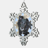 Gepersonaliseerd blauwe Lijst Snowflake Tin Sneeuwvlok Ornament (Rechts)