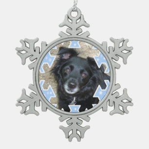 Gepersonaliseerd blauwe Lijst Snowflake Tin Sneeuwvlok Ornament