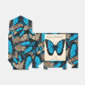 Gepersonaliseerd Blauwe Morpho Vlinder Swirl Bedankdoosjes (Uitgevouwen)