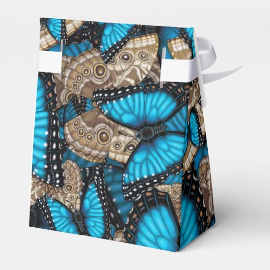 Gepersonaliseerd Blauwe Morpho Vlinder Swirl Bedankdoosjes (Achterkant)