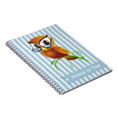 Gepersonaliseerd blauwe strepen met bruine vleugel notitieboek (Rechterzijde)