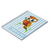 Gepersonaliseerd blauwe strepen met bruine vleugel notitieboek (Linkerzijde)