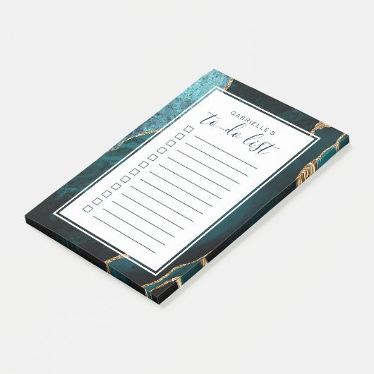 Gepersonaliseerd Blauwgroen blauw gegolfd gegolfd  Post-it® Notes (Schuin)