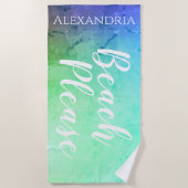 Gepersonaliseerd Blauwgroen Blauw Ombre Strandlaken (Voorkant)