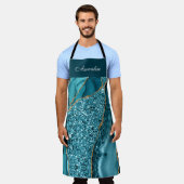 Gepersonaliseerd Blauwgroen Blue Agate Schort (Gedragen)
