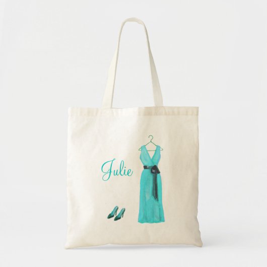 Gepersonaliseerd Blauwgroen Bridesmaid Tas (Voorkant)