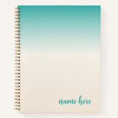 Gepersonaliseerd Blauwgroen en Beige Notitieboek (Voorkant)