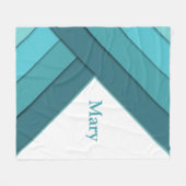 Gepersonaliseerd Blauwgroen en wit Fleece Deken (Voorkant (Horizontaal))