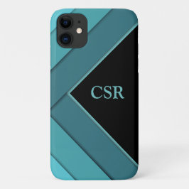 Gepersonaliseerd Blauwgroen en zwart Case-Mate iPhone Case