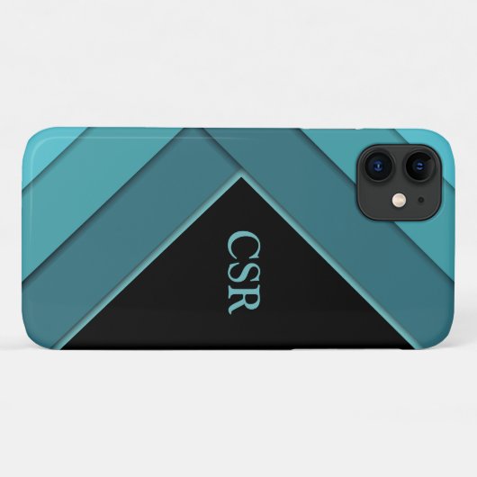 Gepersonaliseerd Blauwgroen en zwart Case-Mate iPhone Case (Achterkant (horizontaal))