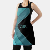 Gepersonaliseerd Blauwgroen en zwart Schort