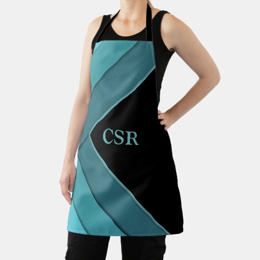 Gepersonaliseerd Blauwgroen en zwart Schort (Insitu)