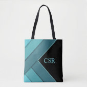 Gepersonaliseerd Blauwgroen en zwart Tote Bag (Voorkant)