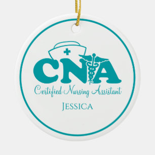 Gepersonaliseerd Blauwgroen-groen CNA zuster Kerst Keramisch Ornament