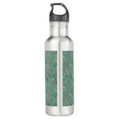 Gepersonaliseerd Blauwgroen groen Floral Monogram Waterfles (Achterkant)