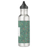 Gepersonaliseerd Blauwgroen groen Floral Monogram Waterfles (Rechts)