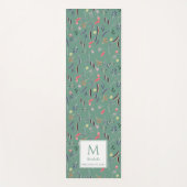 Gepersonaliseerd Blauwgroen groen Floral Monogram Yogamat (Voorkant)