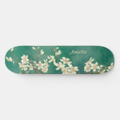 Gepersonaliseerd Blauwgroen Groen Wit Bloemen Skat Persoonlijk Skateboard (Horizontaal)