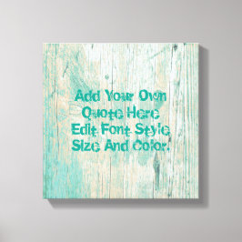 Gepersonaliseerd blauwgroen houten patroon canvas afdruk
