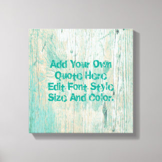 Gepersonaliseerd blauwgroen houten patroon canvas afdruk