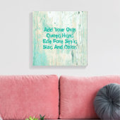 Gepersonaliseerd blauwgroen houten patroon canvas afdruk (Insitu (Woonkamer))