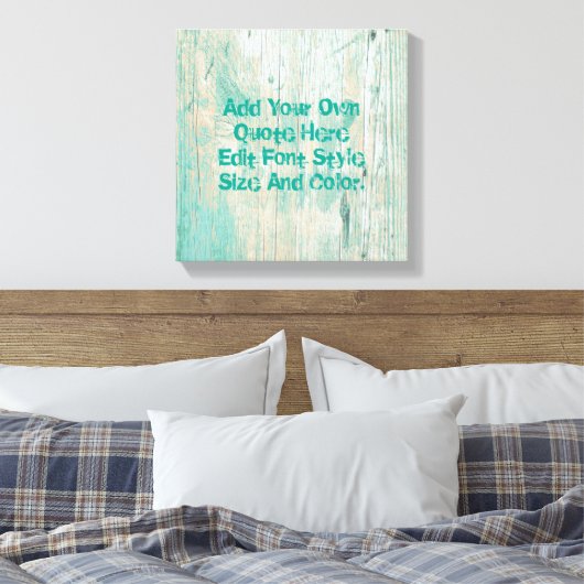 Gepersonaliseerd blauwgroen houten patroon canvas afdruk (Insitu (Slaapkamer))