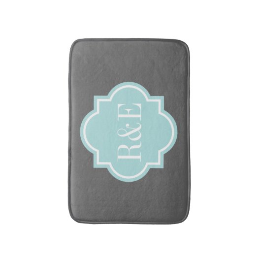 Gepersonaliseerd blauwgroen monogram van quatrefol badmat (Voorkant Verticaal)