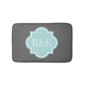 Gepersonaliseerd blauwgroen monogram van quatrefol badmat (Voorkant)