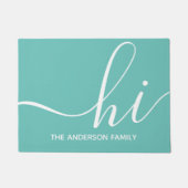 Gepersonaliseerd Blauwgroen script Hi Deurmat (Voorkant)
