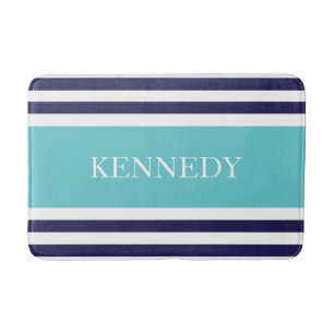 Gepersonaliseerd Blauwgroen zeemachtpatroon Badmat