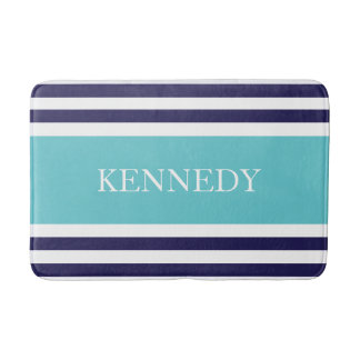 Gepersonaliseerd Blauwgroen zeemachtpatroon Badmat