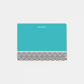 Gepersonaliseerd Blauwgroen zwart-wit Retro Post-it® Notes (Voorkant)