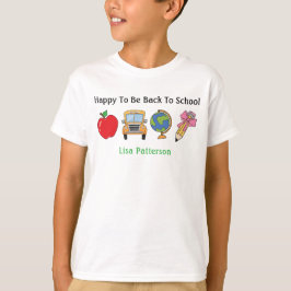 Gepersonaliseerd blij om terug te zijn naar school t-shirt
