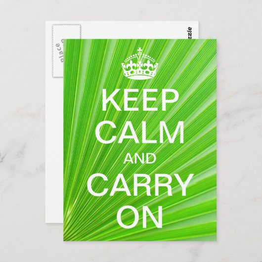 Gepersonaliseerd BLIJF KALM en DRAAG DOOR - groene Briefkaart (Voorkant / Achterkant)