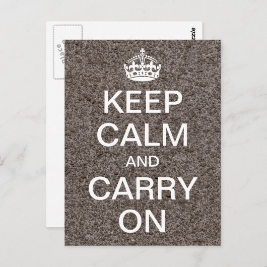 Gepersonaliseerd BLIJF KALM en DRAAG DOOR - stone Briefkaart (Voorkant / Achterkant)