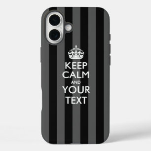 Gepersonaliseerd BLIJF KALM EN Uw Tekst iPhone 16 Plus Hoesje