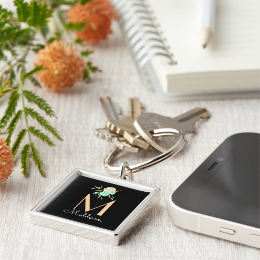 Gepersonaliseerd bloemboeket sleutelhanger (Zijkant)