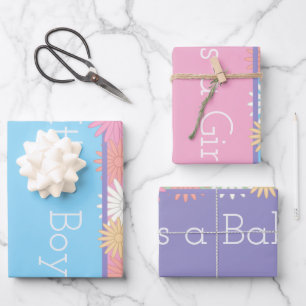Gepersonaliseerd Bloemen Nieuwe Baby Geslacht Onth Inpakpapier Vel